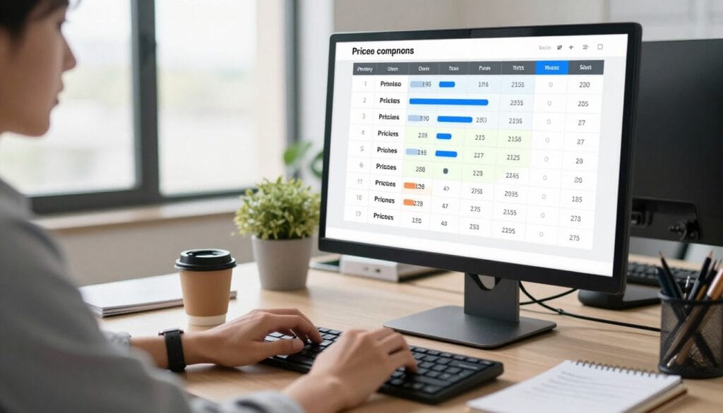 Photographer comparing photography packages pricing across different experience levels and market segments