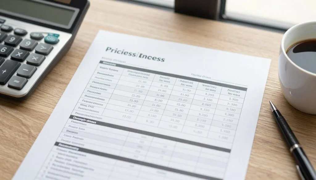 Photography pricing calculation worksheet with expenses and revenue projections