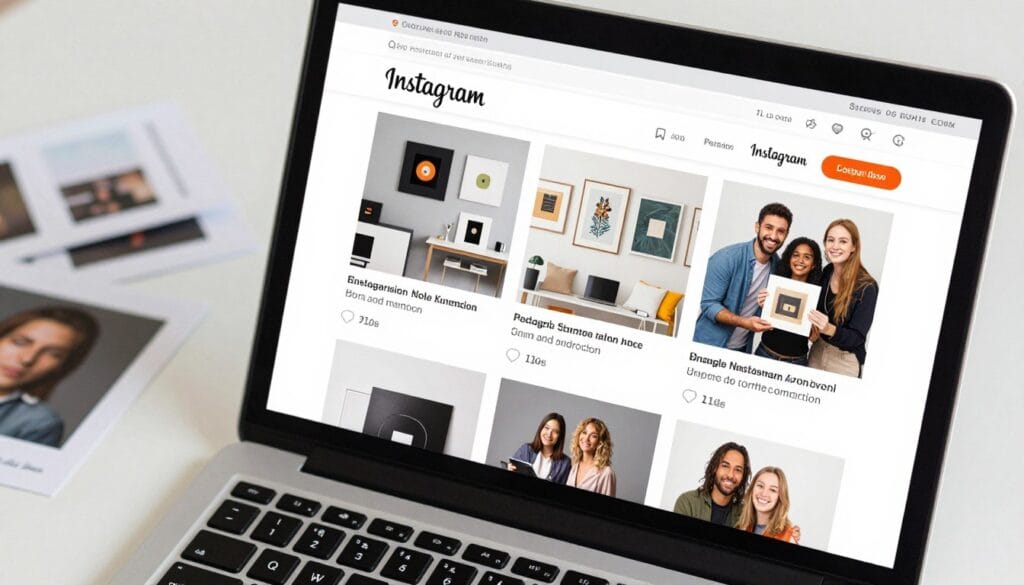 Social media mockup showing photography products featured in engaging marketing posts