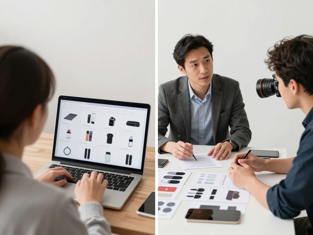 Split image showing common photography sales mistakes versus correct approaches