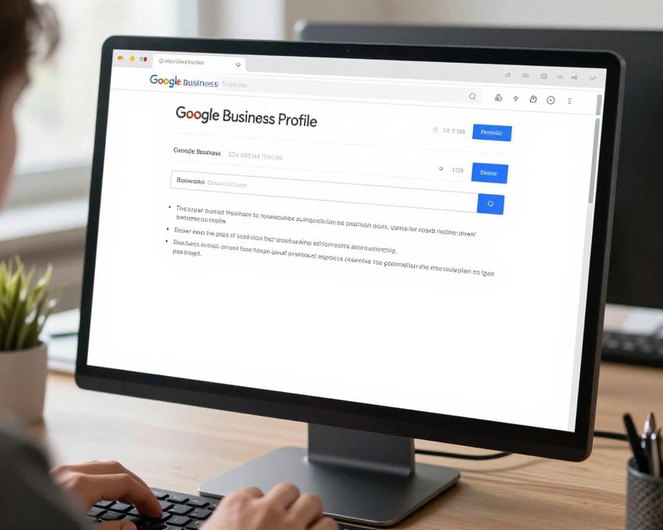 google business profile description being edited on computer screen showing character count google business profile description being edited on computer screen showing character count