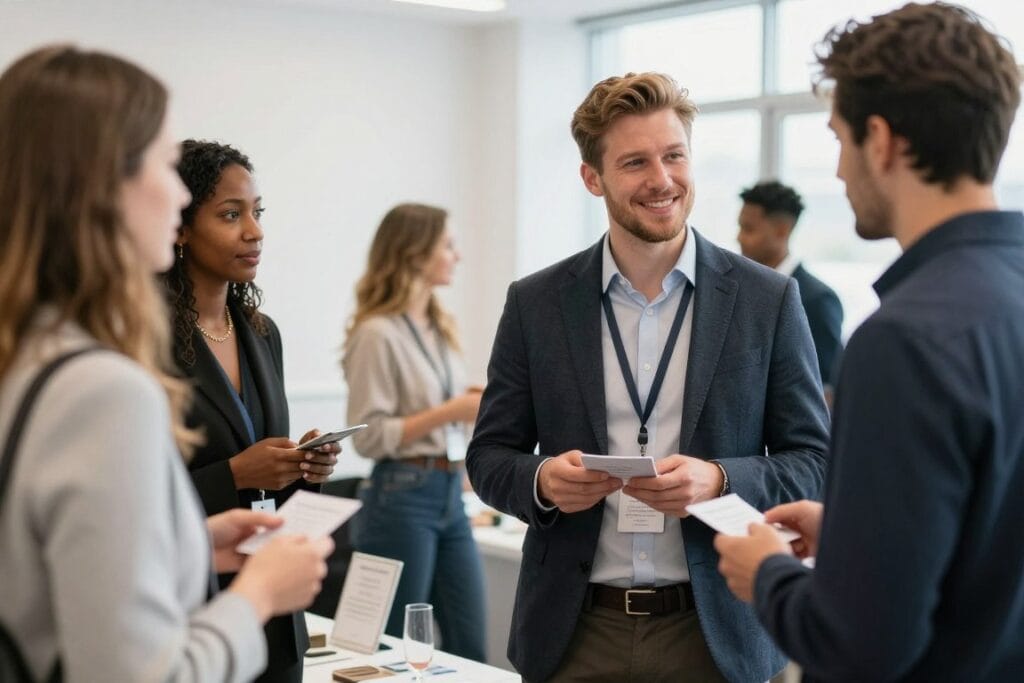 photographer networking with other wedding vendors at event