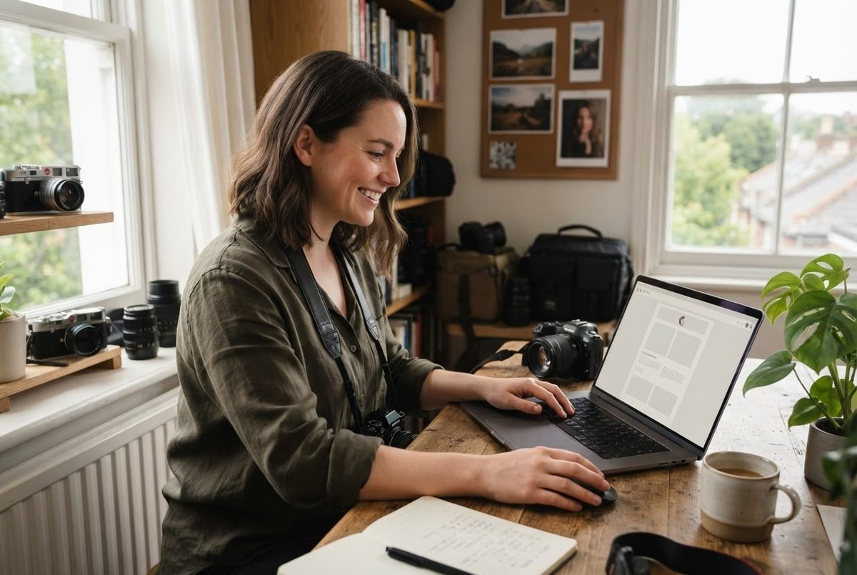 Computer screen showing a photographer's email newsletter template
