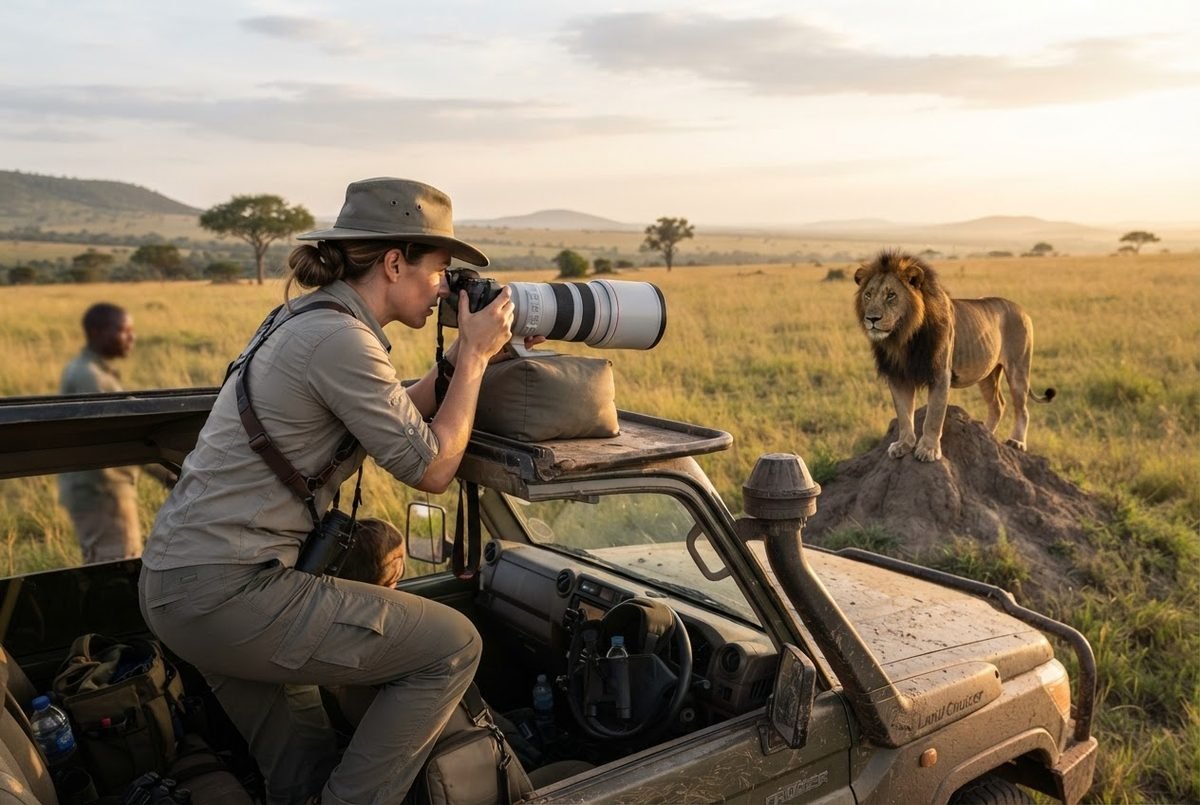 Photographer leading a wildlife safari in Africa